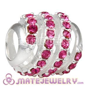 925 Sterling Silver Modern Glam Charm Beads With Rose Austrian Crystal 