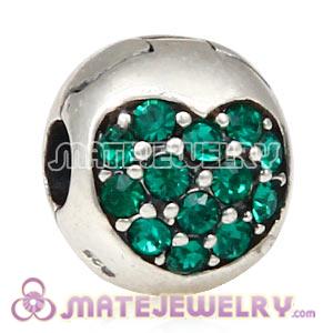 925 Sterling Silver Love Of My Life Clip Beads With Emerald Austrian Crystal