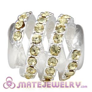 925 Sterling Silver Modern Glam Charm Beads With Jonquil Austrian Crystal 