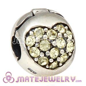 925 Sterling Silver Love Of My Life Clip Beads With Jonquil Austrian Crystal