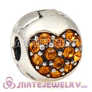 925 Sterling Silver Love Of My Life Clip Beads With Topaz Austrian Crystal