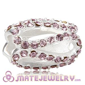 925 Sterling Silver Glistening Meander Charm Beads With Light Amethyst Austrian Crystal 
