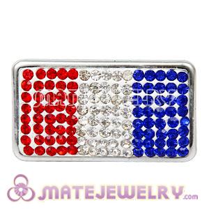Handmade CCB Pave Crystal Flag Of USA Beads For Bracelet 