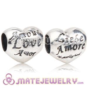 European Sterling Silver Love Heart Charm With I Love You In Different Languages