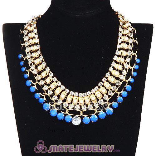 Chunky Gold Chain Resin Rhinestone Pearl Choker Collar Necklace