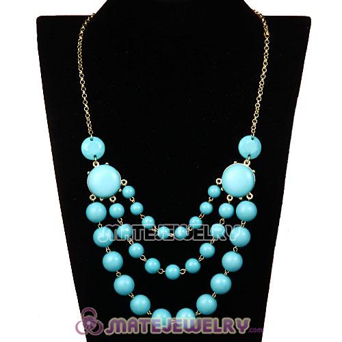 Gold Chain Three Layers Turquoise Resin Bubble Bib Statement Necklace 
