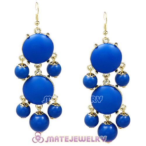Fashion Gold Plated Dark Blue Resin Chandelier Bubble Earrings