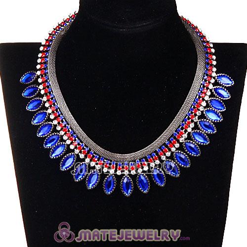 Gold Chain Resin Rhinestone Crystal Costume Jewelry Bib Necklace