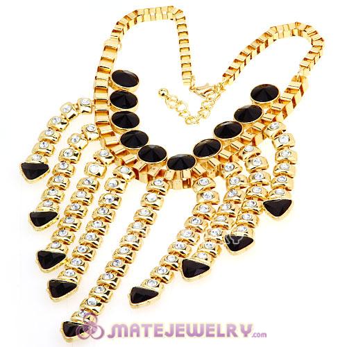 Chunky Gold Chain Resin Rhinestone Costume Jewelry Necklace 
