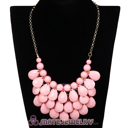 New Fashion Pink Bubble Bib Statement Necklace Wholesale