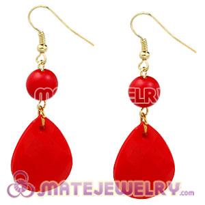 Fashion Hoop Coral Red Bubble Earrings Wholesale