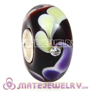 Handmade European Glass Beads Inside Cubic Zirconia In 925 Silver Core 