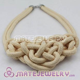 Handmade Weave Fluorescence off white Cotton Rope Bib Necklaces