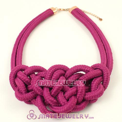Handmade Weave Fluorescence Fuchsia Cotton Rope Bib Necklaces