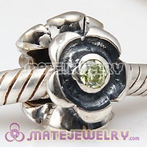 European Sterling Rose Petal with cz stone