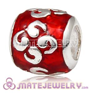 European sterling Zen Enamel Red charm beads