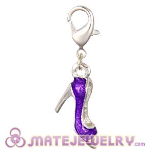 Wholesale Fashion Silver Plated Alloy Enamel Purple High Heel Charms