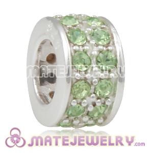 European Sterling Silver Spacer Beads with Peridot Austrian Crystal