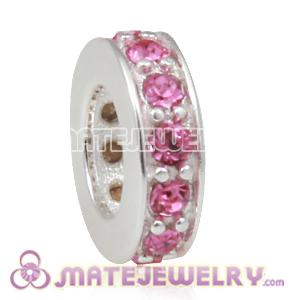 European Sterling Silver Spacer Beads with Rose Austrian Crystal