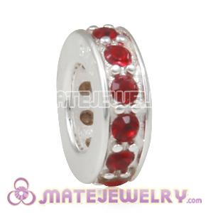 European Sterling Silver Spacer Beads with Siam Austrian Crystal