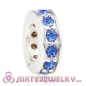 European Sterling Silver Spacer Beads with Sapphire Austrian Crystal