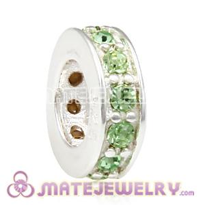 European Sterling Silver Spacer Beads with Peridot Austrian Crystal