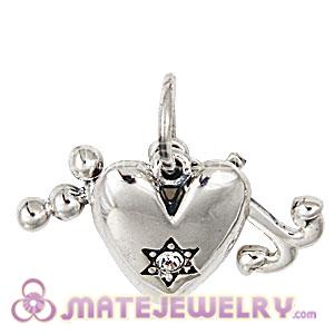 Sterling Silver Dangle Faith Love and Charity with Crystal Austrian Crystal Charm