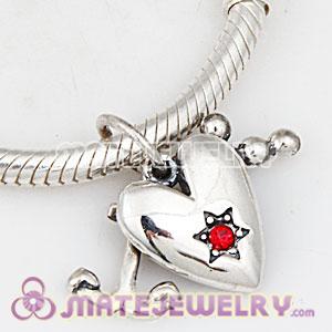 Sterling Silver Dangle Faith Love and Charity with Light Siam Austrian Crystal Charm