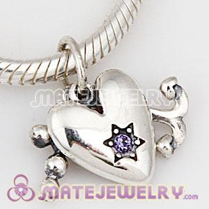 Sterling Silver Dangle Faith Love and Charity with Tanzanite Austrian Crystal Charm