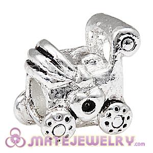 Wholesale Silver Plated Antique Alloy Baby Carriage Beads