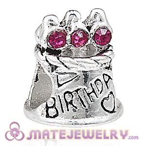 Wholesale Silver Plated Antique Birthday Cake Beads with Stone