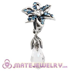 Sterling Silver Lily Briolette Dangle Beads with Montana and Crystal Austrian Crystal