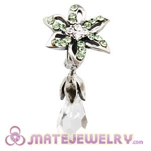 Sterling Silver Lily Briolette Dangle Beads with Peridot and Crystal Austrian Crystal