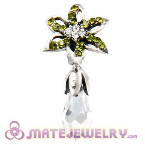 Sterling Silver Lily Briolette Dangle Beads with Olivine and Crystal Austrian Crystal