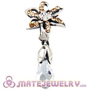 Sterling Silver Lily Briolette Dangle Beads with Light Colorado Topaz and Crystal Austrian Crystal