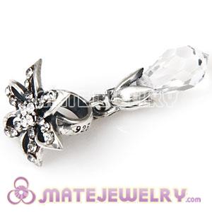 Sterling Silver Lily Briolette Dangle Beads with Black Diamond and Crystal Austrian Crystal