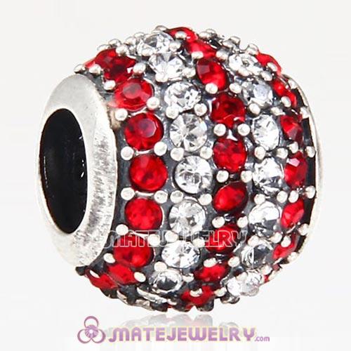 2013 European Sterling Silver Pave Lights With Crystal Light Siam Austrian Crystal Charm