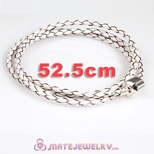 52.5cm European White Triple Braided Leather Promising Bracelet