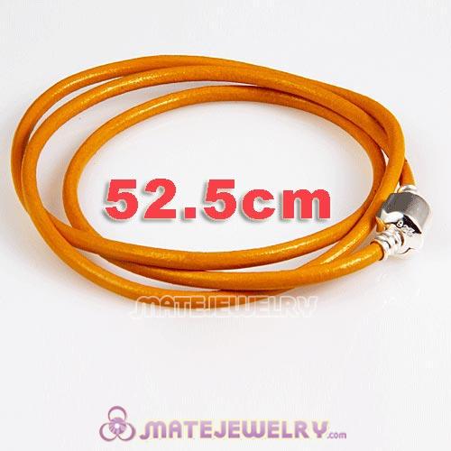 52.5cm European Yellow Triple Slippy Leather Sunny Bracelet