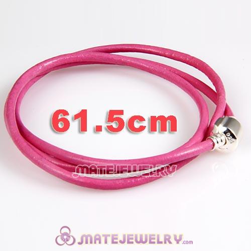 61.5cm European Pink Triple Slippy Leather Romantic Bracelet