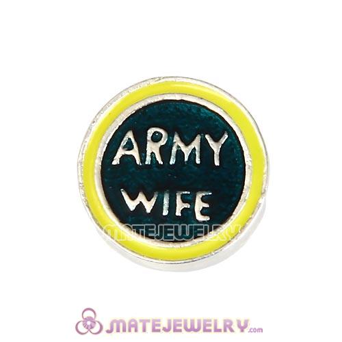 ARMY WIFE Enamel Alloy Floating Locket Charm