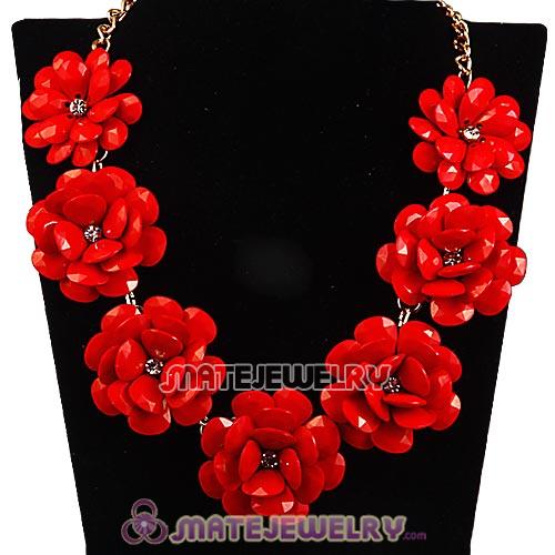 Fashion 2013 Spring Design Red Beaded Rose Necklaces