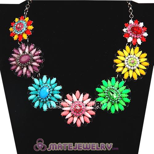 2013 Fashion Lollies Multi Color Resin Crystal Flower Statement Necklaces