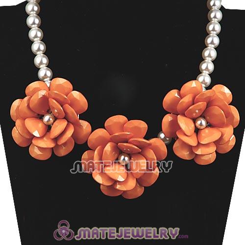2013 Yolk Yellow Resin Flower Rose Imitate Pearl Necklaces Wholesale