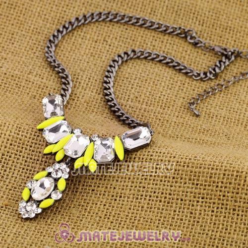 2013 Fashion Lollies Yellow and Crystal Pendant Necklace