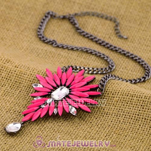2013 Fashion Lollies Roseo and Crystal Flower Pendant Necklace