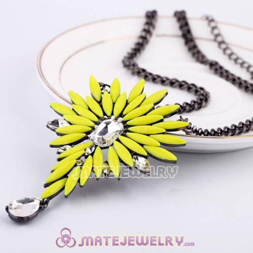 2013 Fashion Lollies Yellow and Crystal Flower Pendant Necklace