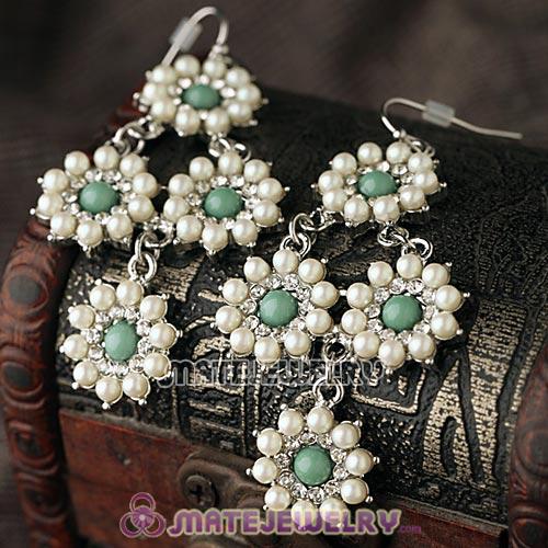 2013 Design Lovely Crystal Pearl Flower Drop Earrings