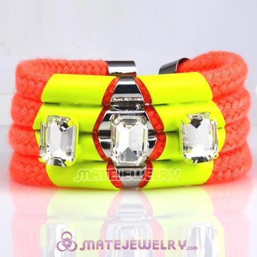 Fluorescence Orange Cord and Crystal Bracelet