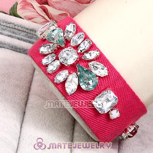 Fashion Pink Cloth and Crystal Bracelets Wholesale